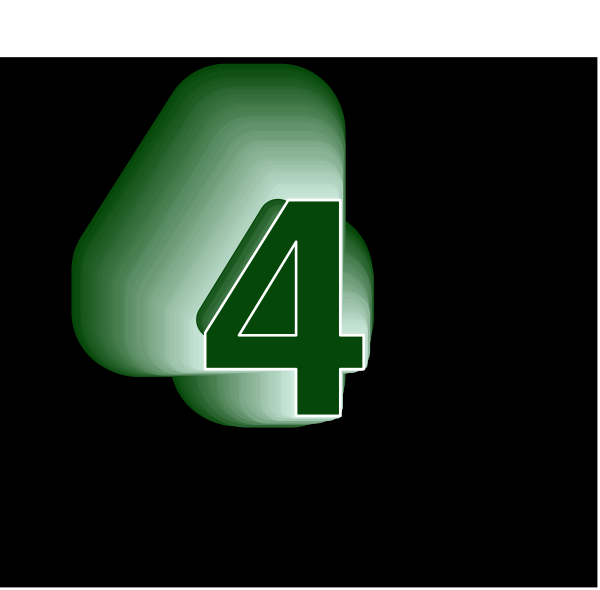 The image shows a logo with an abstract design featuring green coloring on what appears to be black background; it includes stylized numbers "4" in white font atop each other within two rectangles that resemble eyes, and below them is another rectangle containing three vertical lines suggesting teeth or perhaps antennae.