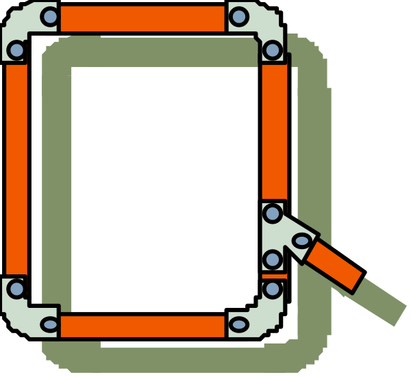 The image shows a simple schematic diagram of an electronic circuit with various components such as resistors (red), capacitors (blue), wires connecting them in different directions to form loops, labeled "R1," "C2" and other unlabeled parts that could be additional resistors or capacitors.