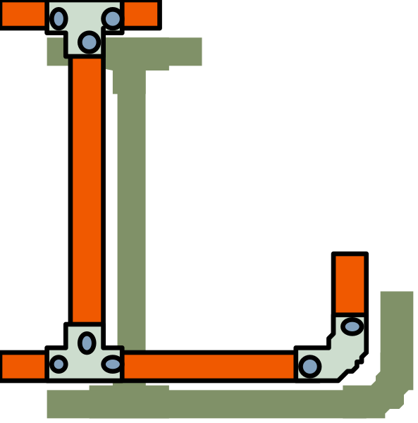 The image shows a simplistic diagram of plumbing pipes with red valves connected to them against a black background.