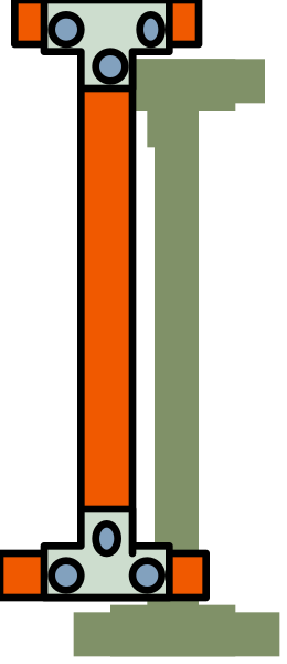 The image shows a pixelated representation of an object with multiple parts connected together against a plain background; it appears to be some kind of mechanical assembly but without more context is difficult to identify its specific purpose or function.
