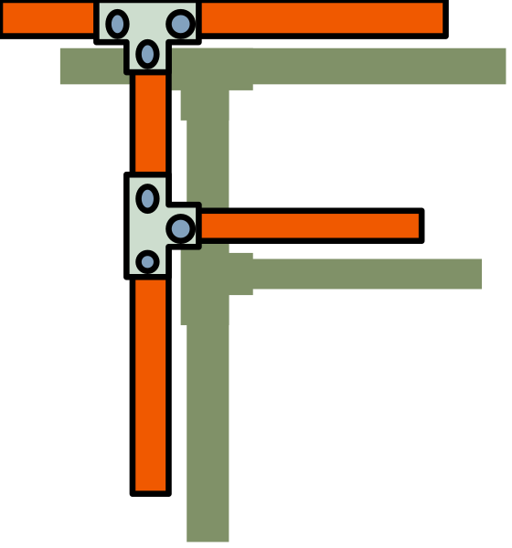 The image shows a simplistic diagram of an electrical circuit with various components such as resistors (red), wires connecting them in series and parallel configurations, switches for control, grounding points at each end to complete the pathway back to source power, all set against a black background that represents space or air.