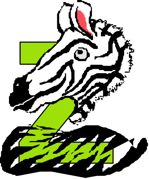 The image features a cartoon zebra with its head sticking out of what appears to be an envelope-like shape that has "ZOOM" written on it in bold letters atop the animal's neck, suggesting motion and speed associated with Zoom meetings or software during times when physical gatherings were limited due to health concerns.