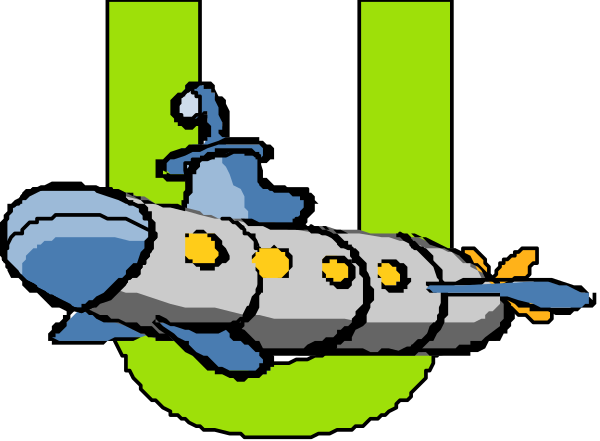 The image shows a submarine with an anchor chain on top of it flying through space next to what appears to be a planet labeled "Uranus."