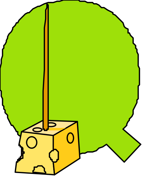 The image shows a cartoon of an ice cream cone with cheese on top next to what appears to be a question mark signifying curiosity or inquiry about something related to food items like pizza slices or hot dogs, which is often used as a symbol for questions and answers.