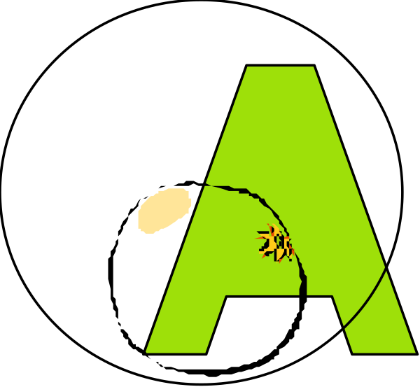 The image shows a stylized letter 'A' with an abstract design inside it that resembles a tree branch extending from its center to form leaves at both ends of each side; there is no text present in this clip-art graphic, and only one object or element can be identified: the alphabetical character.