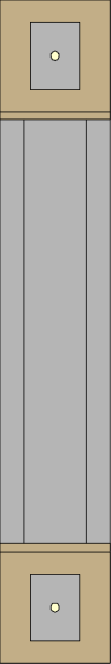 The image shows a simple line drawing of two rectangles connected by lines on what appears to be graph paper with gridlines indicating measurements in millimeters.