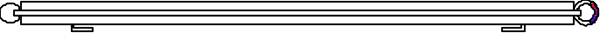 The image shows a long straight line with two black dots at each end of it against an untextured gray background.