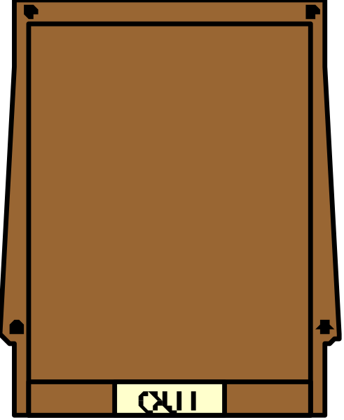 The image shows a brown refrigerator with an open door revealing its interior shelves; there is no visible content on these shelves.