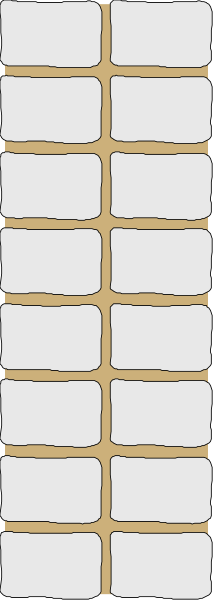 The image shows a long row of white rectangles on either side of an empty roadway with no visible textures or details in between them against a grey background.