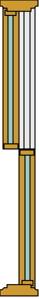 The image shows a tall tower with multiple levels of rings ascending from bottom to top against an indistinct background that appears grayish-blue in color.