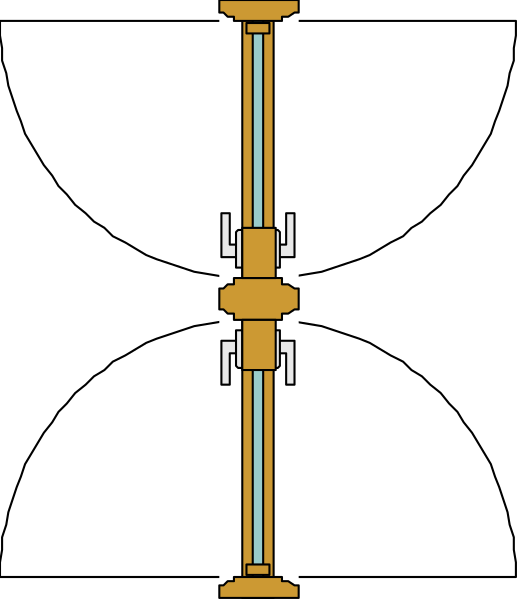 The image shows a vertical yellow pipe with two horizontal pipes attached to it against a black background.