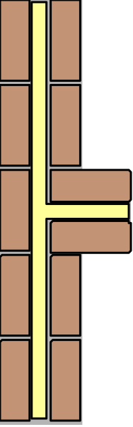 The image shows a cross with an open book on its left side against a brick wall background.