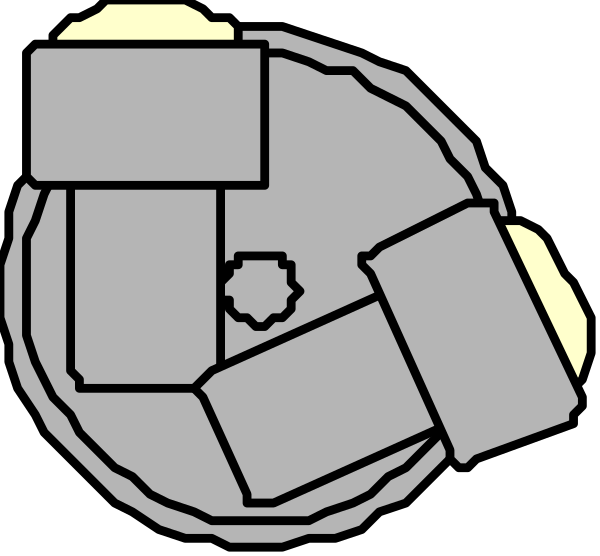 The image shows a black and white illustration of two overlapping floor plans with different room layouts on top of each other against a dark background.