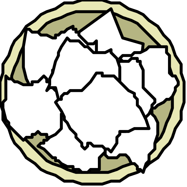 The image shows a closeup of two pieces of paper with torn edges on either side against a black background; there is no text present in this clip-art illustration.
