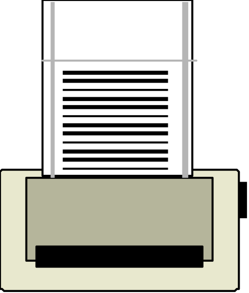 The image shows a printer with paper coming out of it on top of what appears to be an office desk.