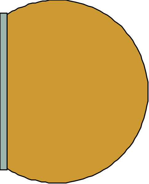 The image shows a simplistic representation of an orange planet with a blue line passing through it from left to right against a gray background.