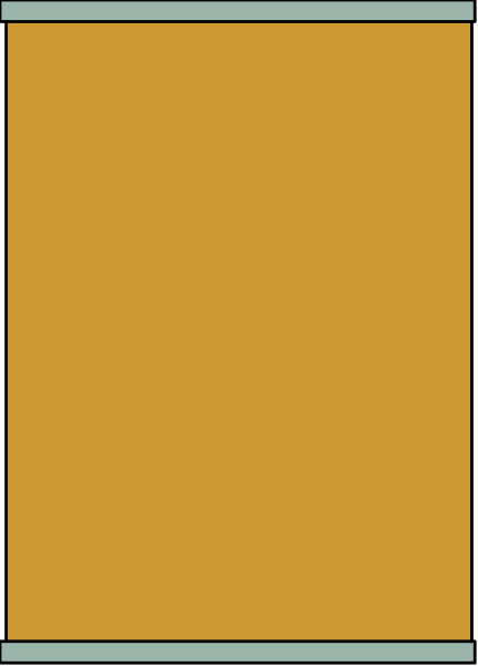 The image shows a simple graphic of an orange rectangle with blue borders on top of another yellow rectangular background within what appears to be a gray square frame.