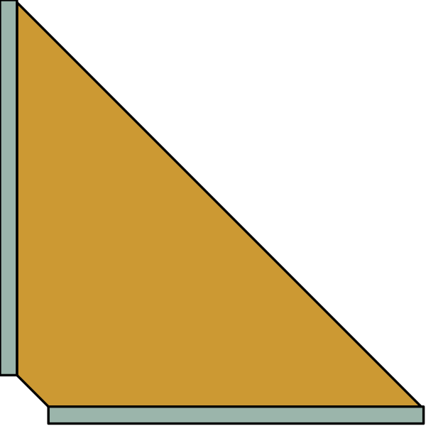 The image shows a simple geometric shape resembling an abstracted house with two visible windows on its side walls; it is depicted in black against a white background within another larger rectangle that has rounded corners at each end, giving the impression of being framed by them or placed inside this frame-like structure.
