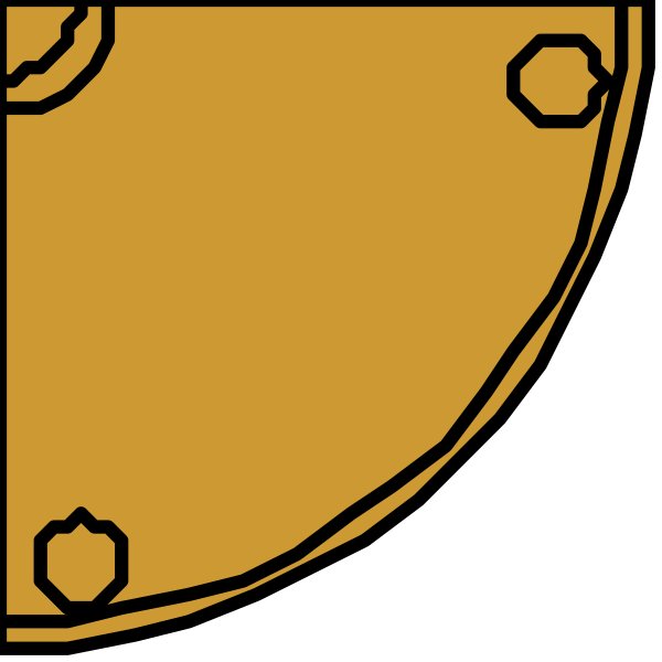 The image shows a simple black and white line drawing of an object with two circular ends connected by straight lines forming a rectangular shape in between them.