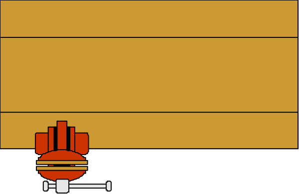The image shows a simple pixelated representation of an indoor scene with two pieces of furniture: on top is what appears to be a bed frame in yellow coloring; below it seems like there's another piece, possibly part of a larger set that includes drawers or cabinets but only the bottom section can be seen. The background has no distinct features and serves as an untextured backdrop for these objects.