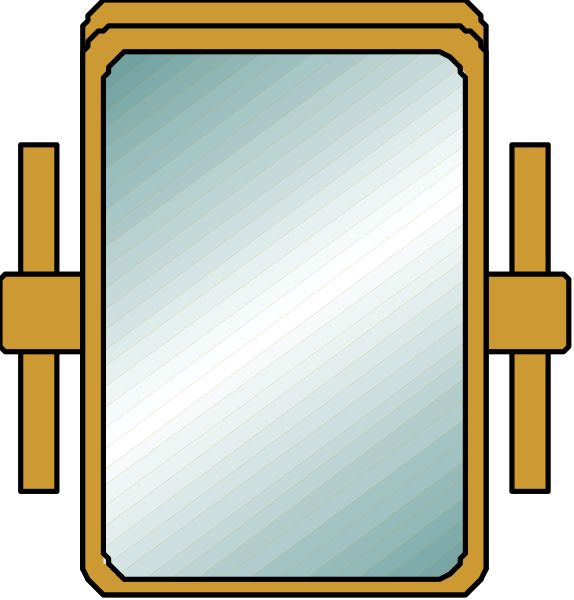 The image shows a series of four panels with different views: 1) A mirror reflecting an open door; 2) An empty room from behind two mirrors facing each other; 3) Another view through one mirror showing another closed door and wall art on it, which is not visible in the previous panel due to perspective distortion caused by reflections; 4) The same setting as Panel 1 with a different angle of reflection. There are no people or animals present in this image. It's just an artistic representation focusing solely on mirrors and their reflective properties within