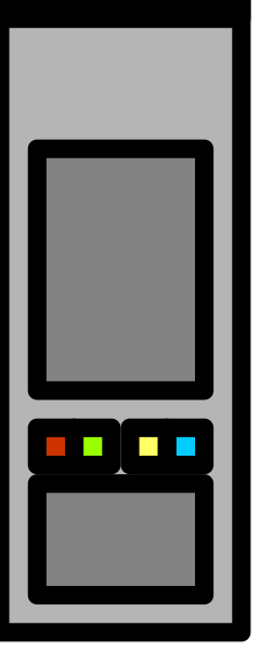 The image shows a pixelated refrigerator with an open door on its right side against a plain background.