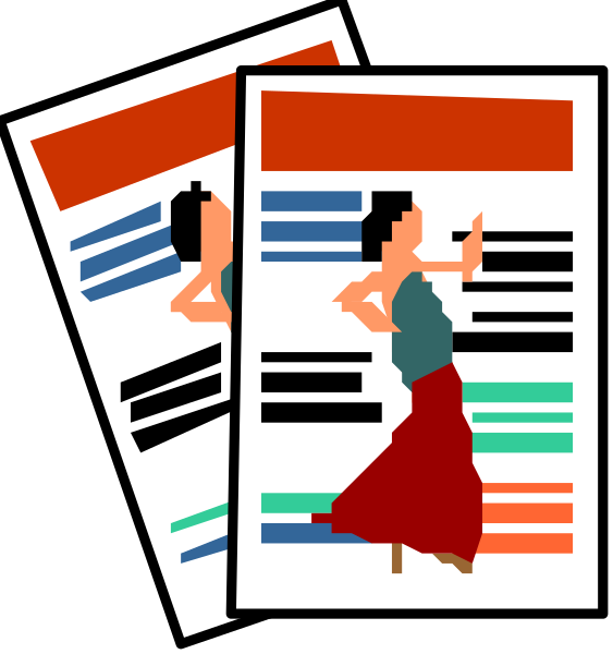 The image shows a set of three brochures with illustrations on them featuring silhouettes of two women walking away from each other in different directions; one woman is depicted holding an umbrella while wearing heels, and both appear to be dressed for business or formal occasions.
