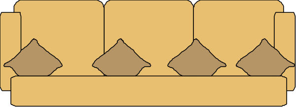 The image shows a simple line drawing of an abstract pattern with geometric shapes resembling furniture pieces arranged along its length.