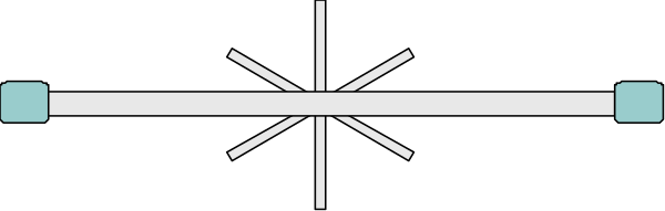 The image shows a simple black and white diagram of an airplane with its wings extended horizontally against a gray background.