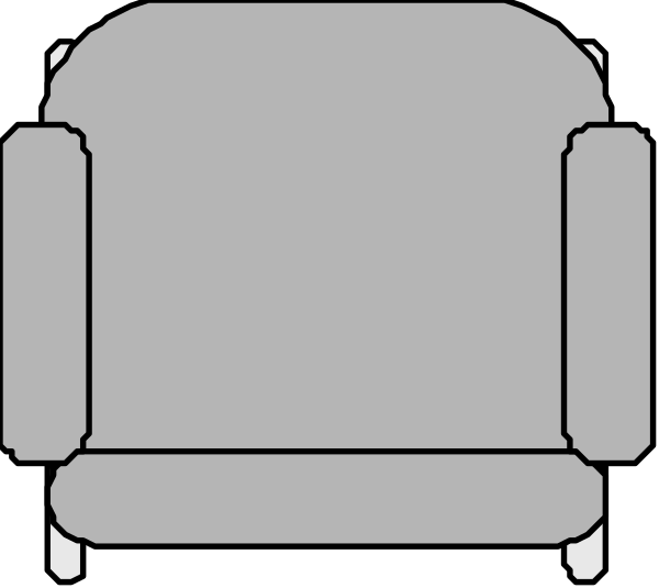 The image shows a simple line drawing of an empty couch with no additional details such as coloring or textures to indicate its material.
