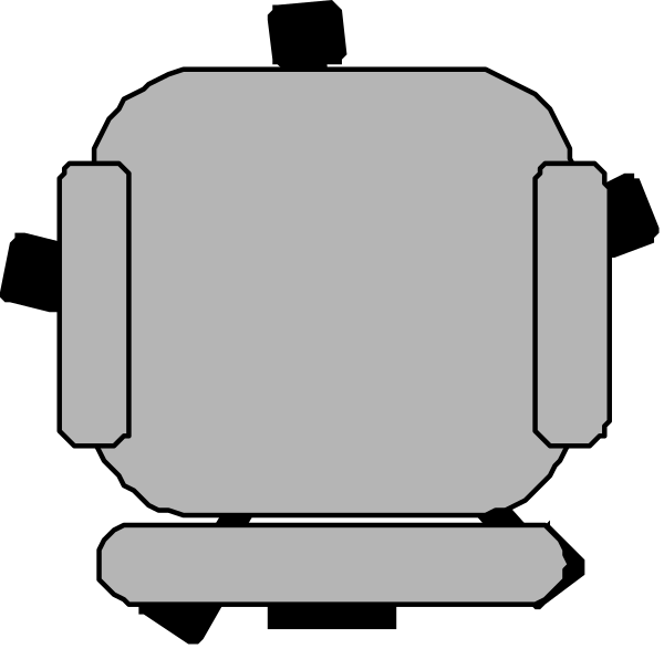 The image shows a simple black icon of an open laptop computer with its screen facing upwards on what appears to be a dark background.