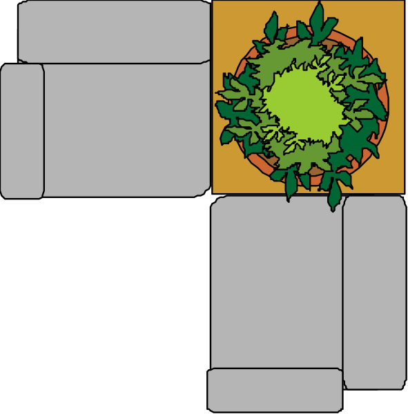 The image shows a cross with an illustration of plants on it at its center, set against two rectangles that resemble walls forming corners around this central plant depiction; there is no text present in the clip-art.