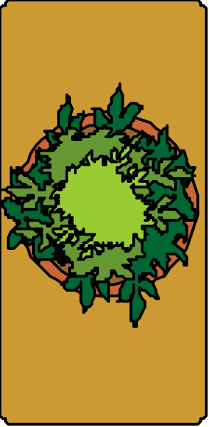 The image shows a stylized depiction of an orange with green leaves on it against a yellow background that resembles fabric texture.