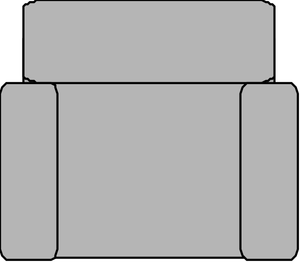 The image shows a simple black and white line drawing of an abstract structure with rectangles connected by lines to form what appears to be furniture pieces like chairs and tables in various orientations against a plain background.