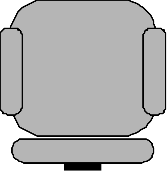 The image shows a simple line drawing of two chairs with different designs: on top is an armchair with curved lines suggesting softness; below it is another chair that appears to be more angular in design.
