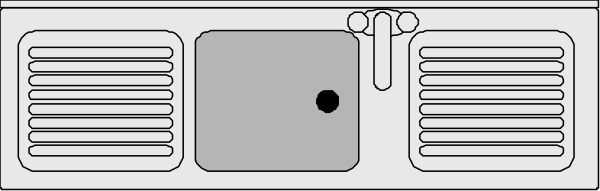 The black and white illustration shows a kitchen scene with an open cabinet door revealing empty shelves inside; there is no visible text in this image.