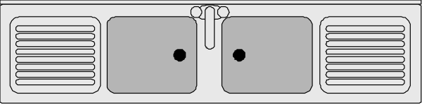 The image shows a gray oven with two open doors on top of it.