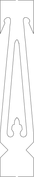 The image shows a gray background with two black vertical lines on either side of what appears to be an object that resembles a long rectangle in between them.