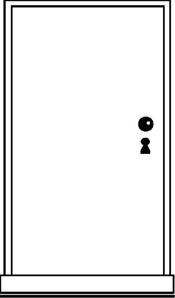 The image shows a black and white pixelated representation of an object with two distinct parts: on top is what appears to be a small figure resembling a humanoid shape in darker tones against lighter background, while below it there's another section that seems like a solid block or base.