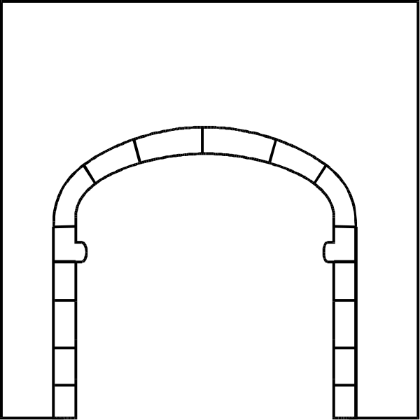 The black and white line drawing shows an archway with a pointed top on what appears to be part of a building structure.