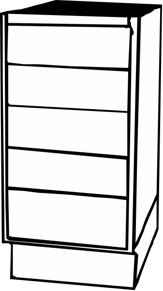 The black and white line drawing shows a simple refrigerator with two shelves inside it against an unadorned background.