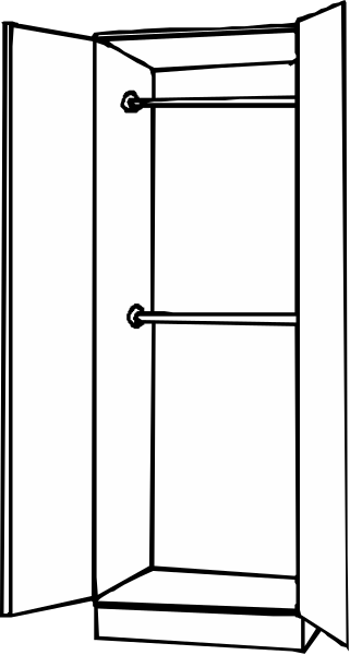 The black and white illustration shows a tall door with two handles on it against an untextured background.