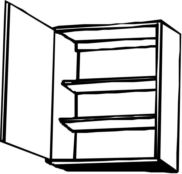The black and white line drawing shows a simple open book with two visible pages of text on each side; there is no image content to provide details about any other elements in this clip-art illustration.