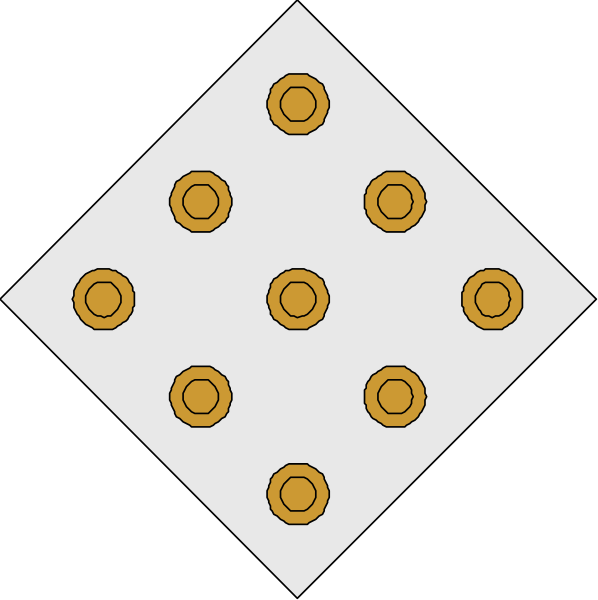 The image shows two different patterns: on top there's a pattern of hexagons with circles inside them; below it is another design featuring only yellow circles without any other shapes around them.