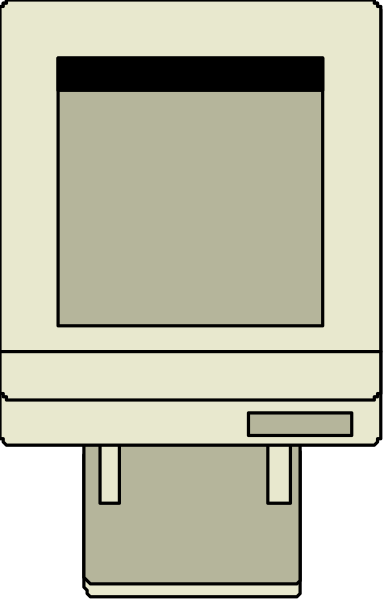 The image shows a pixelated representation of an old computer monitor with text on it that reads "Welcome to my website."