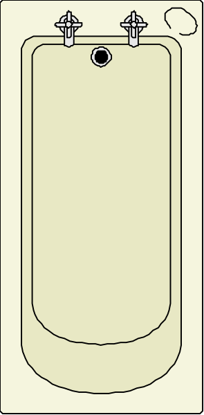The image shows a cartoon of an old fashioned sink with two faucets on top against a plain background.