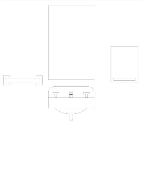The image shows a black screen with two white rectangles on it; there is no other content visible within this small clip-art frame.