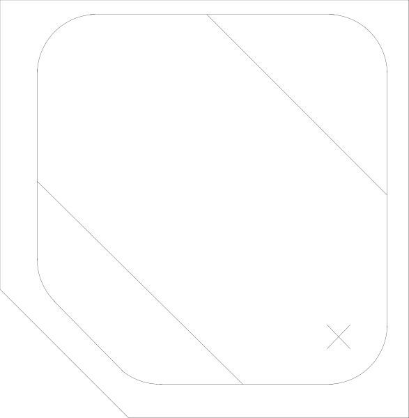 The image shows a black background with two white lines intersecting at an angle near each other on top of it.