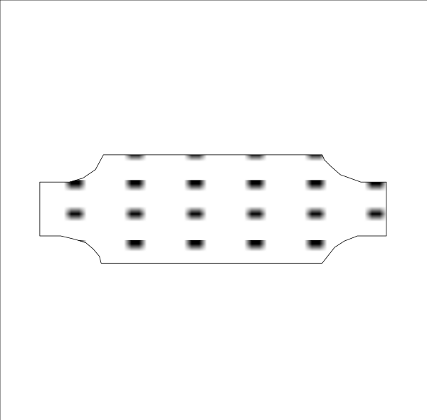 The image shows a black silhouette of an object that resembles a bomb with fuses on either side against a white background.