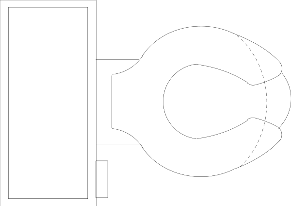 The image shows a black line with two white rectangles on either side of it against a gray background.